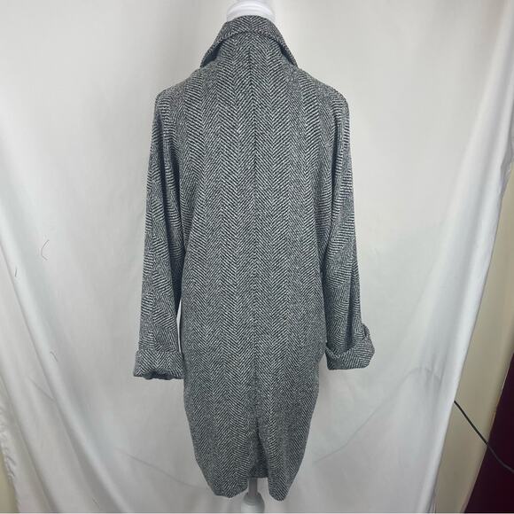 Willow & Clay Black Gray Herringbone Long Oversized Academia Jacket Size XS - Picture 5 of 13
